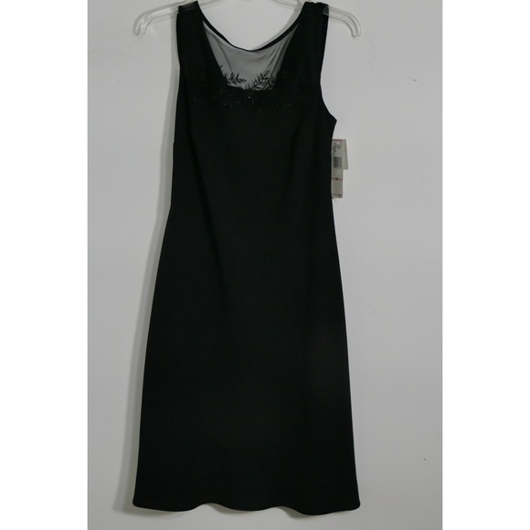 Evan-Picone Dresses & Skirts - Evan-Picone Womens Cocktail Dress 10 Black Beaded Illusion Cowl Back Party NEW